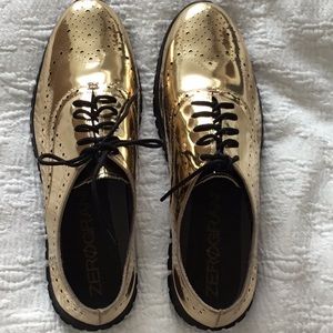 Cole Haan Zerogrande,  metallic leather Oxfords.